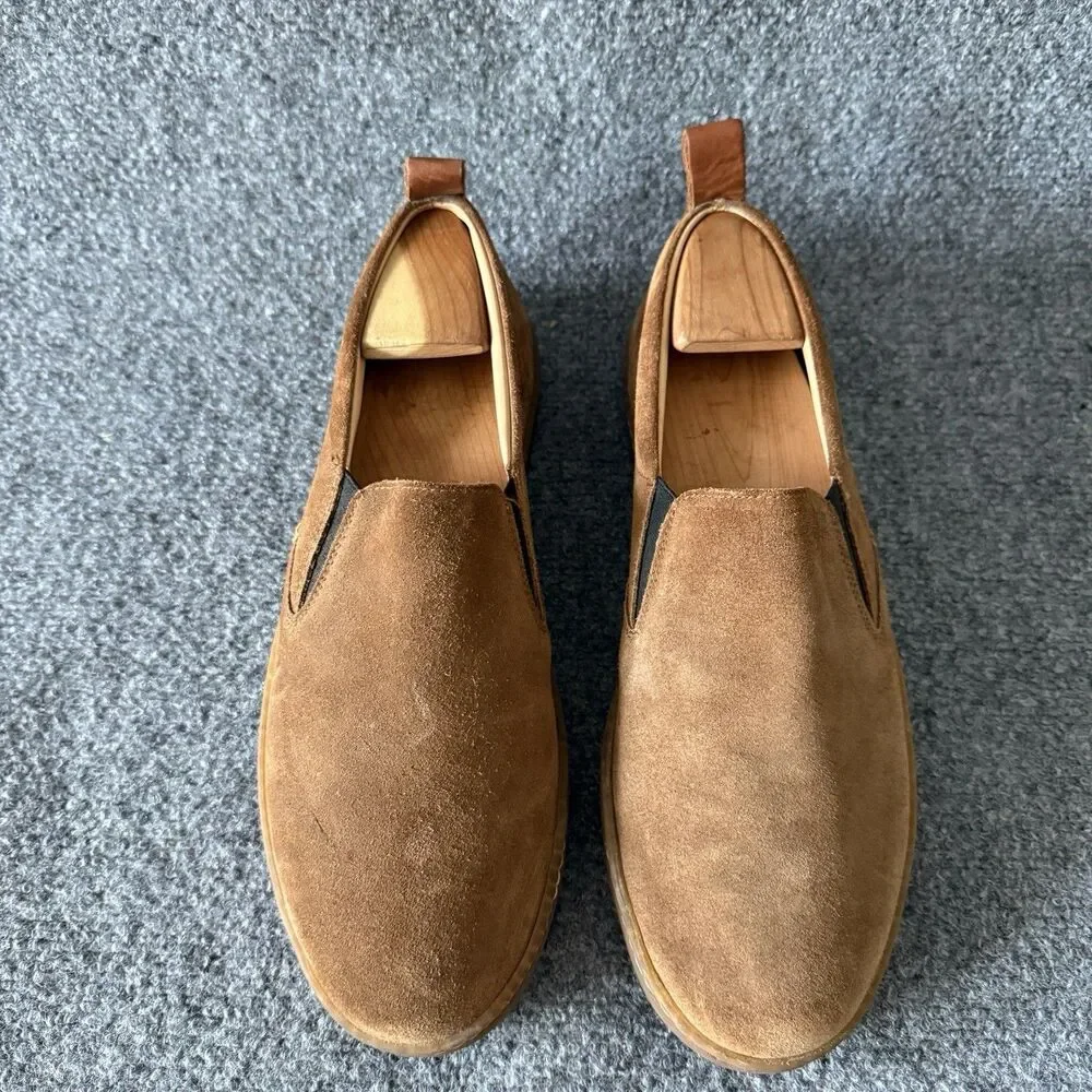 Lactae Hevea Men's Sneakers Brown Suede Slip-On Comfort Shoes Size 10 Casual